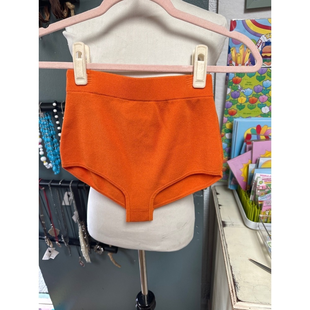Michael Kors Orange Ribbed Knit Mini Dress Matching Briefs Y2K Resort XS - Picture 7 of 8
